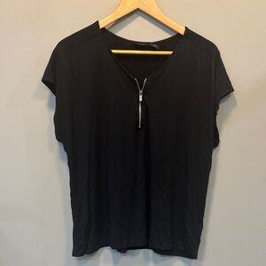 Tahari Black Zipper Detail Women's Top